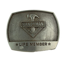 Vintage 1996 Handyman Club Of America Life Member Metal Belt Buckle Silver
