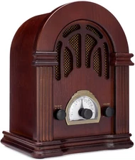 ClearClick Retro AM FM Radio with Bluetooth - Classic Wooden Vintage Retro