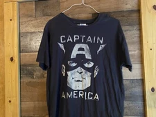 Captain America T-Shirt Adult Large Junk Food Marvel Movie Big Print Cotton Tee