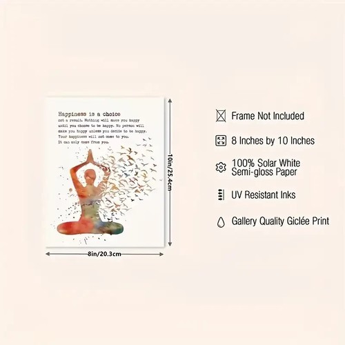Yoga - Happiness is a Choice - Motivational Canvas Art Print - Unframed - Picture 4 of 5