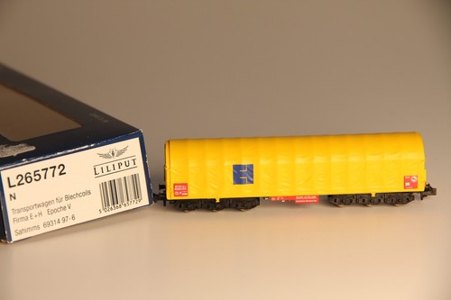 Spur N Fa. E+H Transportwagen für Blechcoils mit Plane gelb - Liliput 265772 | Zustand: Neu