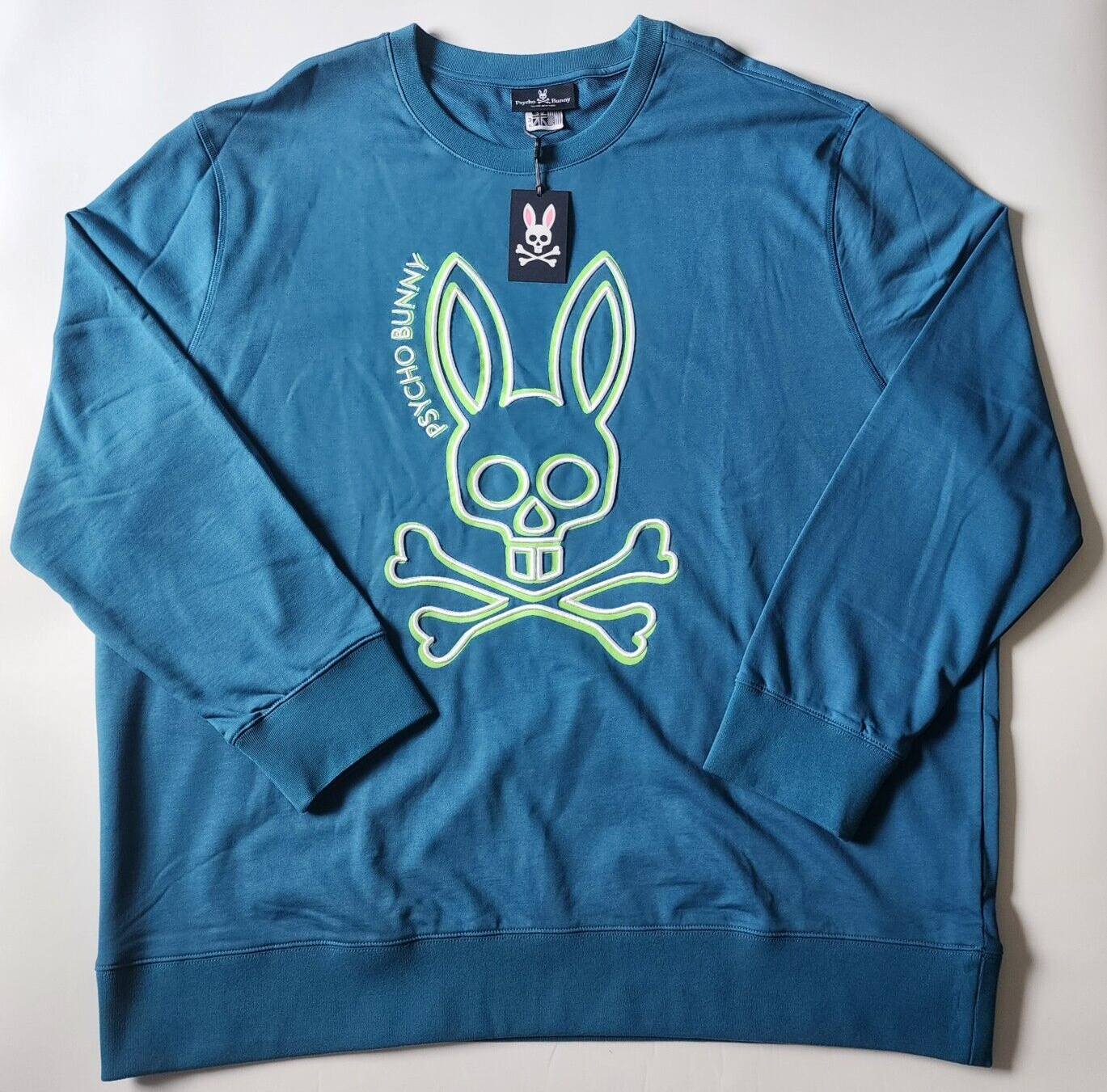 Psycho Bunny 3XL Blue Keswick Graphic Crewneck Sweatshirt for Men NWT