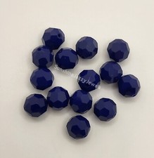 6pc Swarovski Crystal Navy Blue 8mm Faceted Round 5000 Beads; Opaque Blue