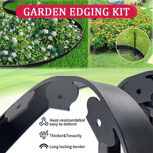 UK 10M Flexible Garden Border Grass Lawn Path Edging With Plastic Pegs Black - Picture 14 of 24