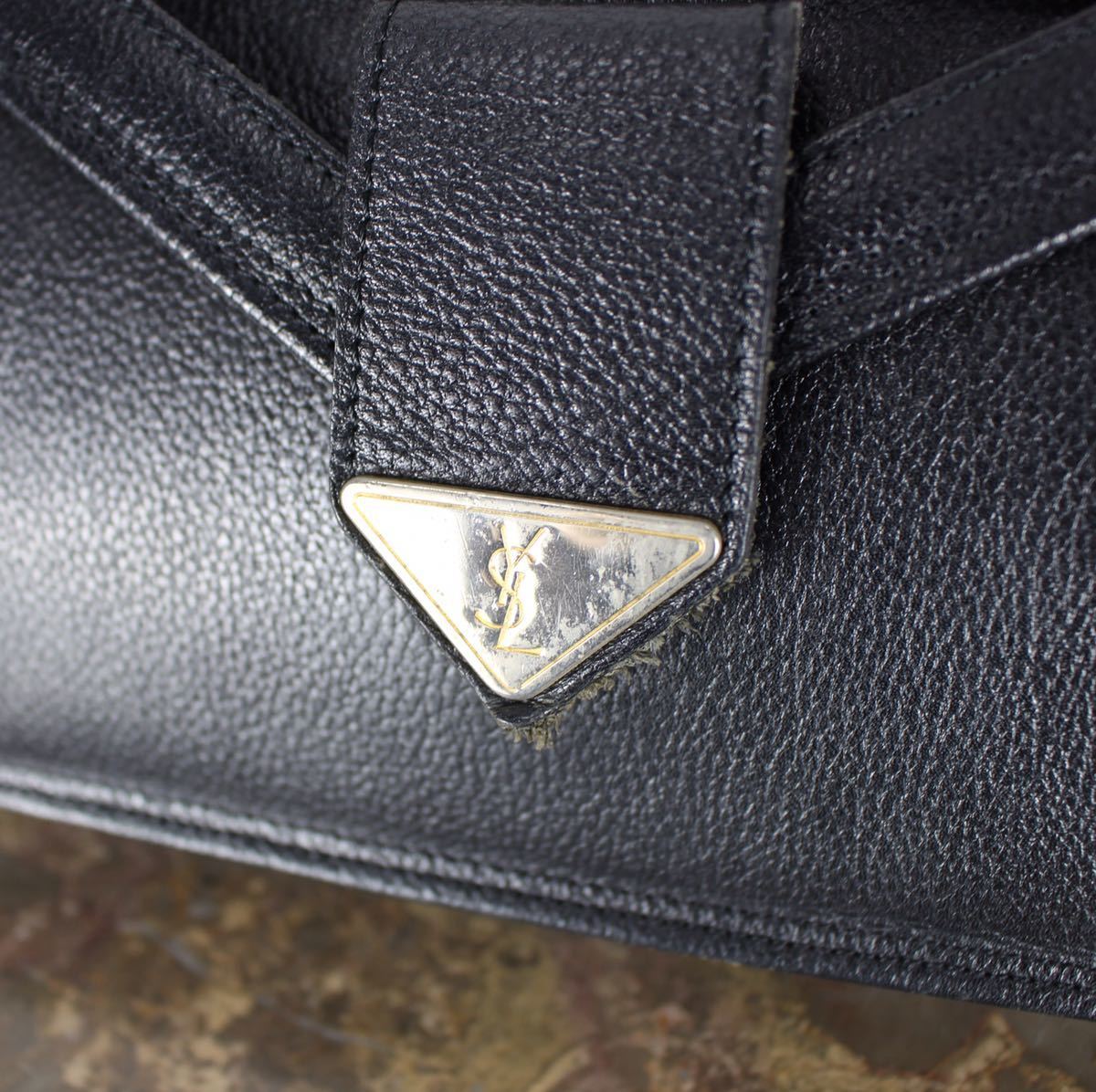 Autentica pochette YVES SAINT LAURENT nera s borsa pelle vintage