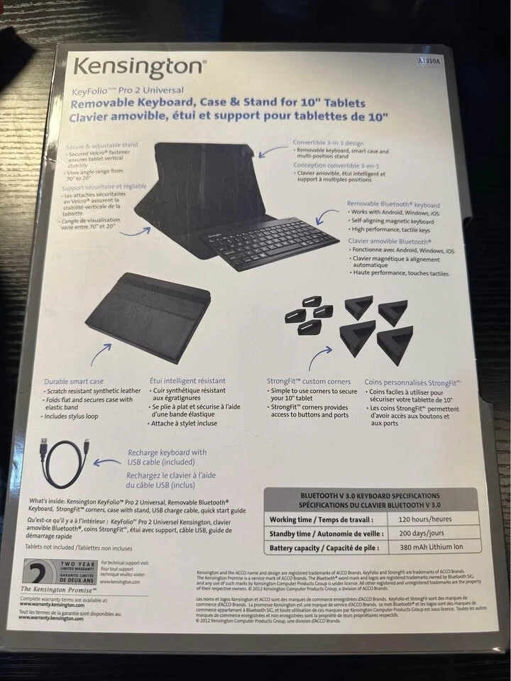 Estuche Universal Kensington KeyFolio Pro 2 Con Teclado Para Tabletas 10" NUEVO Foto 3 de 4