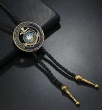 Rodeo Bolo Tie Western Cowboy Black Leather Necktie New Free Ship B3050 Navy
