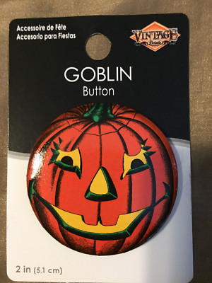 VINTAGE HALLOWEEN BEISTLE RETRO GOBLIN PIN/BUTTON