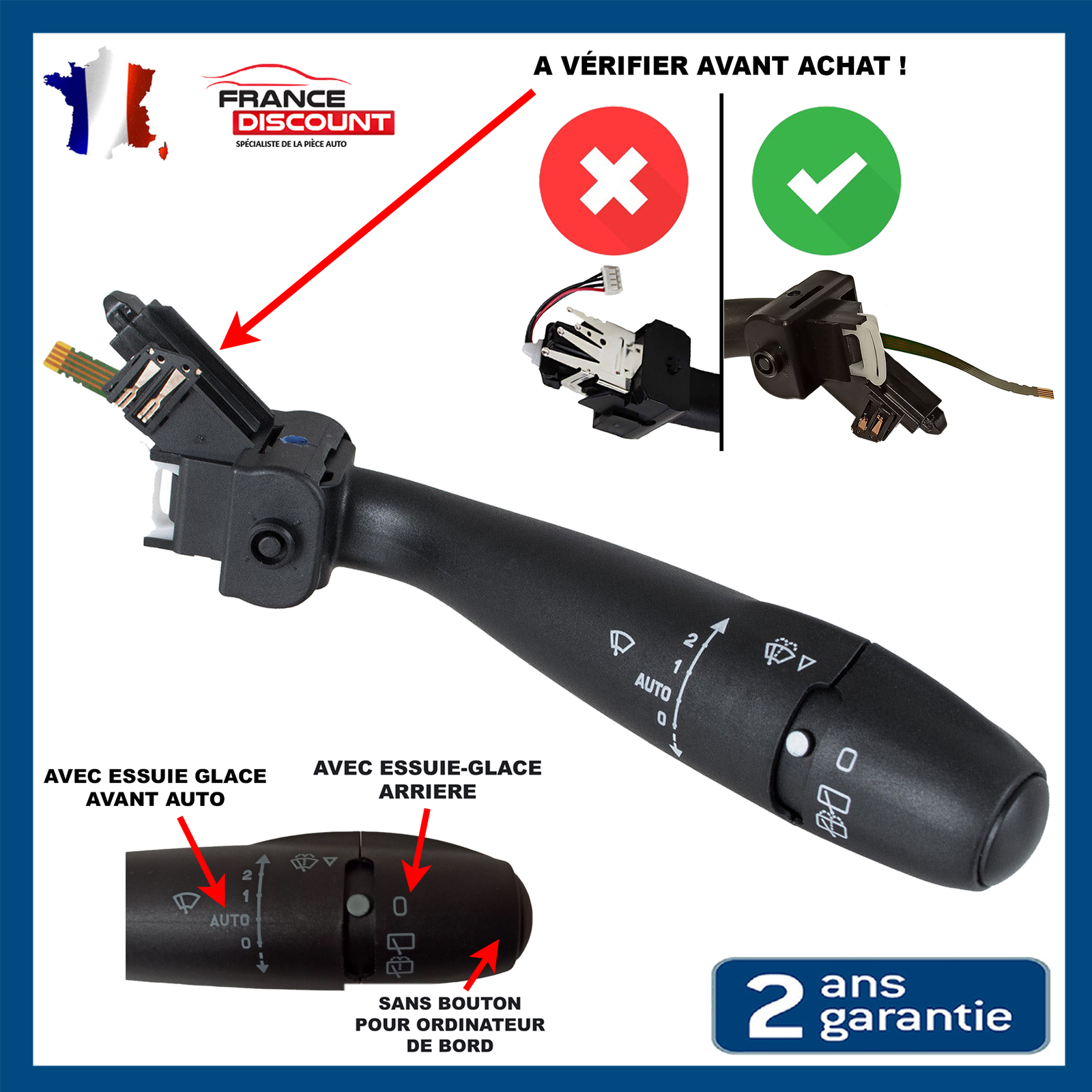 Commodo essuie-glace de rechange compatible Citroën Xsara Picasso Peugeot 207 406