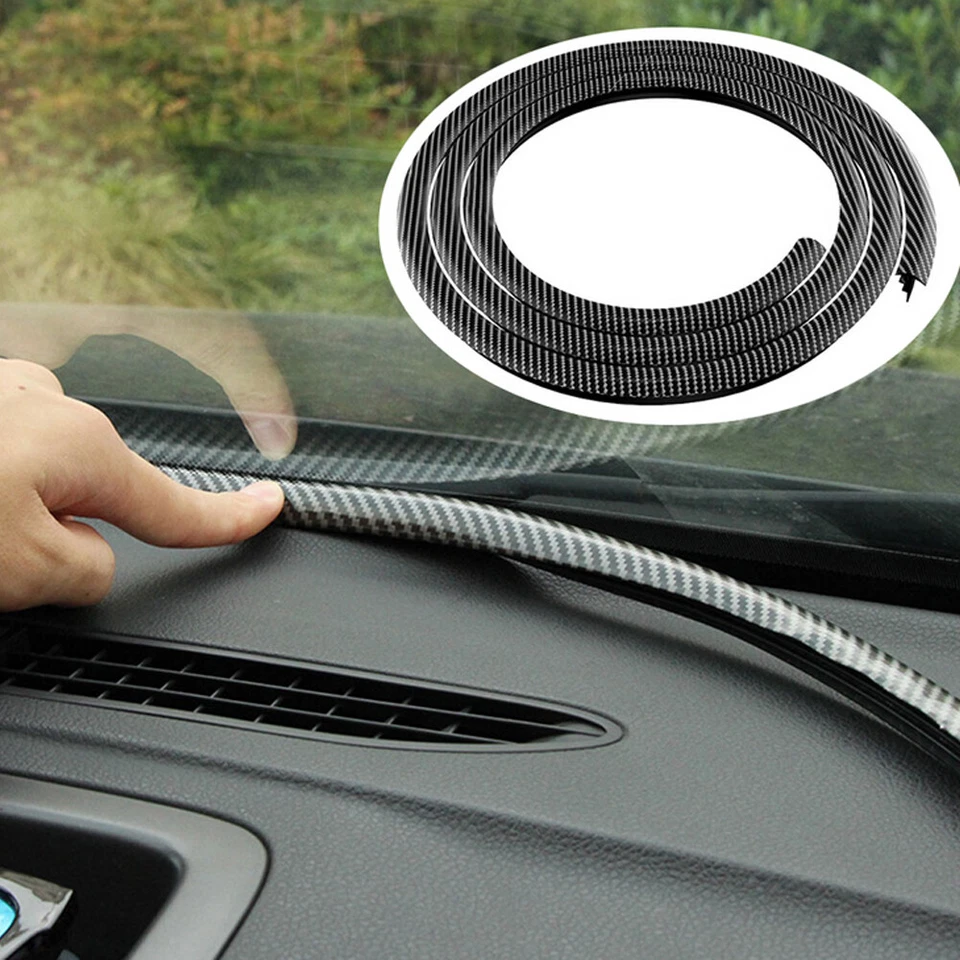 1.6M Universal Rubber Auto Dashboard Dust Proof Seal Sealing Strip Carbon Fiber - Imagem 2 de 4