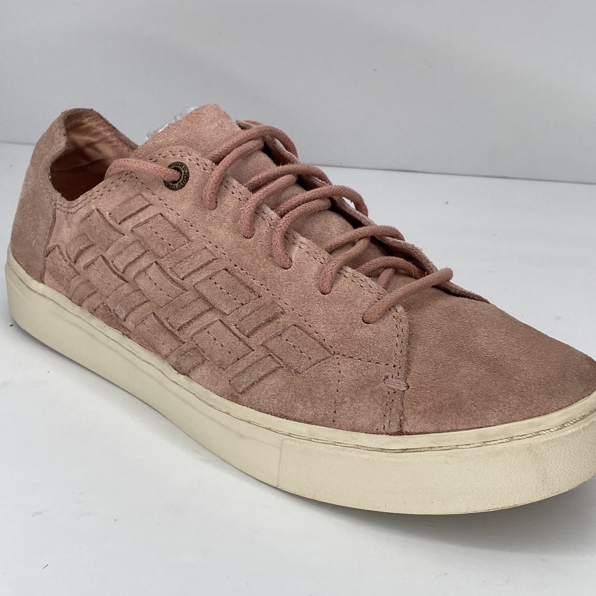 Toms 7.5 Lenox Bloom Basketweave Pink Leather Womens Lace Up