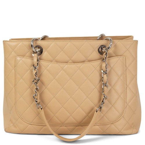 66105 auth CHANEL beige Caviar leather GRAND SHOPPING TOTE GST Bag - 第 3/9 張圖片