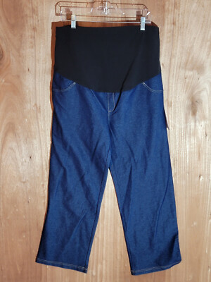 time & tru pull on maternity jeans womens size XL straight stretch denim blue