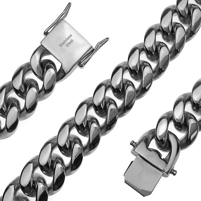 Bling Cartel Mens 18MM Miami Cuban 18" inch Chain Silver Heavy Bling Cartel Mens 18MM Miami Cuban 18" inch Chain Silver Heavy