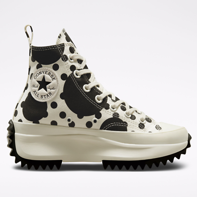 Converse Run Star Hike Hi Top Canvas Trainers Polka Dots Black White A01181C  | eBay