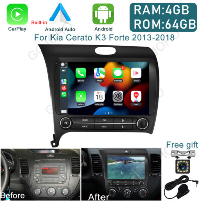 4+64GB Android 13 Car Radio Stereo CarPlay GPS For KIA Cerato K3 Forte 2013-2018