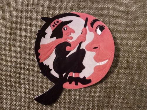 U Pick Vintage Inspired Witch on Man in the Moon Halloween Cardstock Decoration - Picture 3 of 13
