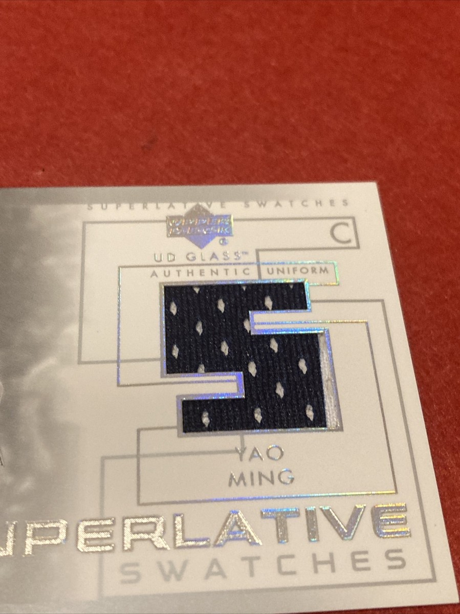 YAO MING 2003-04 UD GLASS SUPERLATIVE SWATCHES AUTHENTIC GAME-USED
