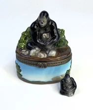 Porcelain Hinged Trinket Box Gorilla