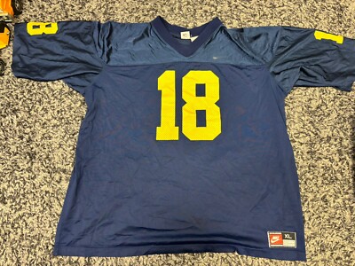 Vintage Michigan Wolverines 18 NCAA Football Jersey XL Retro Blue