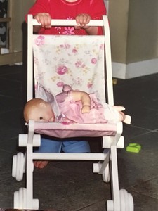 Nib Pbk White Wooden Doll Stroller Pink Seat Pottery Barn Kid Sku