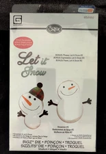 Cutting Die Set Basic Grey Sizzix Snowmen And Let It Snow Phrase Christmas 