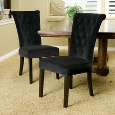 Black Velvet Dining Chairs - Set of 2