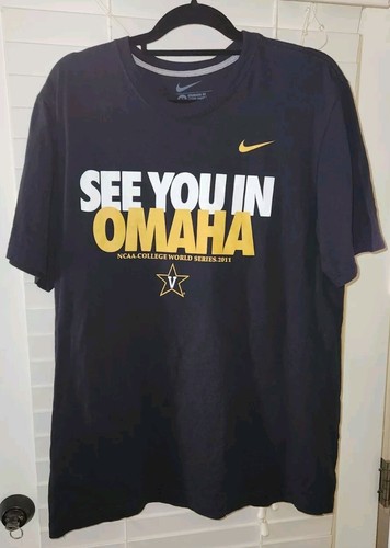 NIKE 2011 Vanderbilt Commodores Baseball Shirt Men's XL Black SEE YOU IN OMAHA