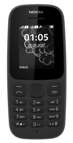 Nokia 105 - Black (Unlocked) Mobile Phone - Afbeelding 1 van 1