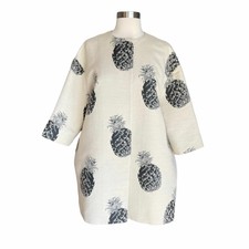 Msgm Pineapple Print Cotton Blend Oversized Coat Size 40