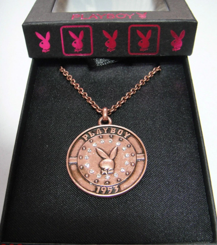 Collar Playboy Medalla de Bronce Conejito Colgante Logo Cobre y2k Play Boy Nuevo en Caja Nuevo con Etiquetas Foto 2 de 4