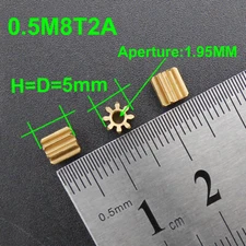 100Pcs 0.5M 8T Brass Spindle Gear Spur Bore Hole Aperture 2MM 1.95MM 8 Teeth 82A