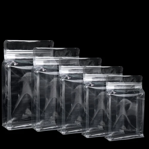 50 Clear Stand Up Pouch With Flat Bottom Side Gusset Zipper Heat Seal Food Bags