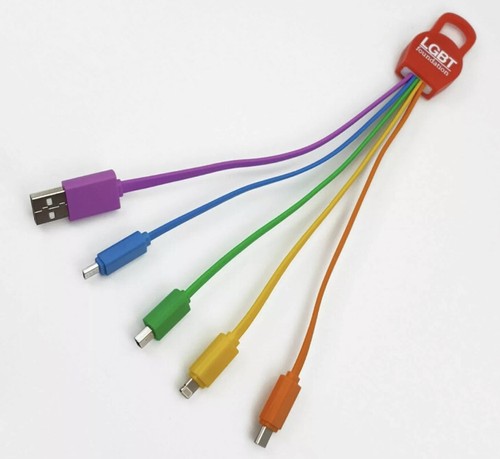 LGBT Foundation Universal USB Fast Charge 5 in 1 Charging Cable - Multicoloured - Picture 5 of 8