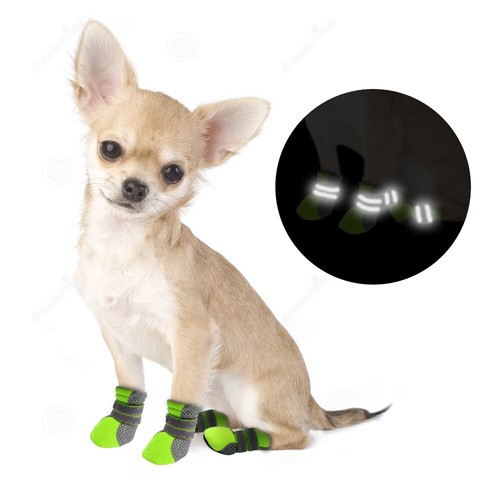 Waterproof Dog Boots Paw Protector Small Dog Shoes Reflective Strap Anti-Slip - Picture 11 of 15