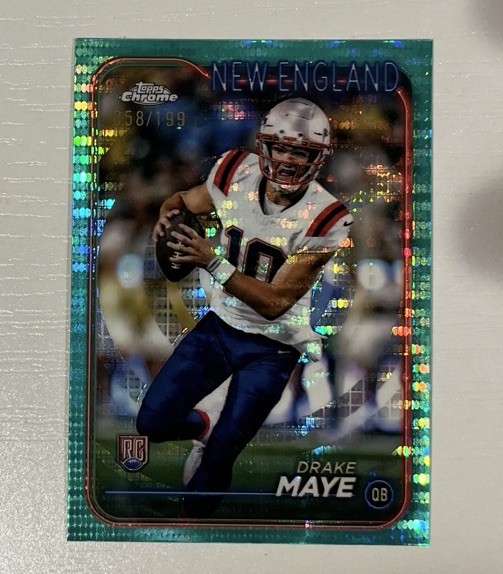 2024 Topps Chrome Aqua Sonar Refractor #203 Drake Maye RC 58/199