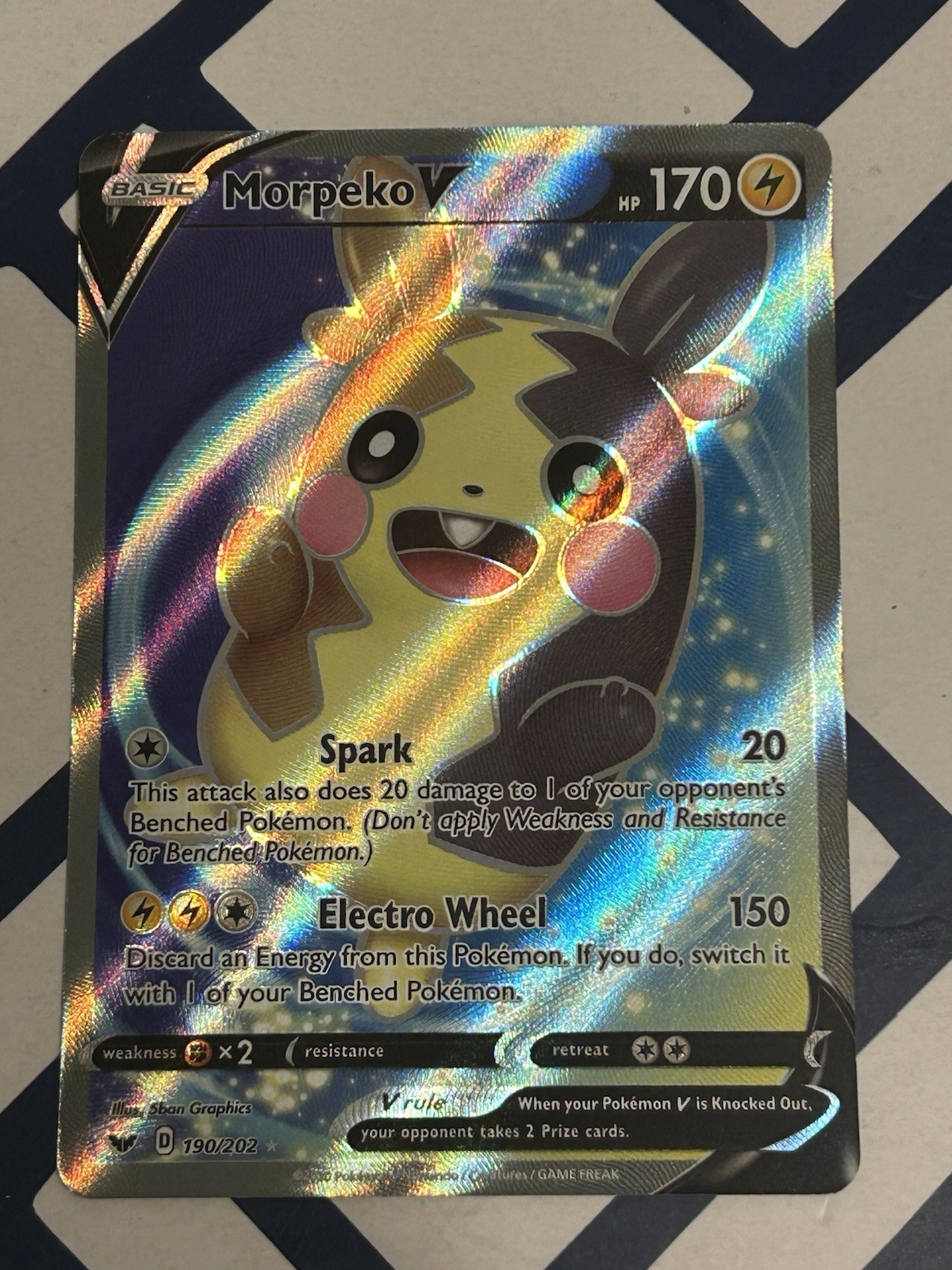 Morpeko V 190/202 Full Art Pokemon Card Sword And Shield Base Set