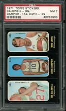 1971 TOPPS STICKERS 10a JOE CALDWELL 11a LOUIE DAMPIER 12a MIKE LEWIS PSA 7 HOF