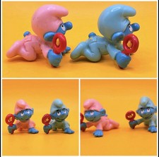 Vintage Smurfs Lot 2 Baby Smurf Figures with Pacifiers 1984 Schleich Peyo