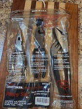 VTG SEARS CRAFTSMAN 3-PC PLIERS SET  45243 LONG NOSE SLIP & ARC JOINT.  🇺🇸 NOS