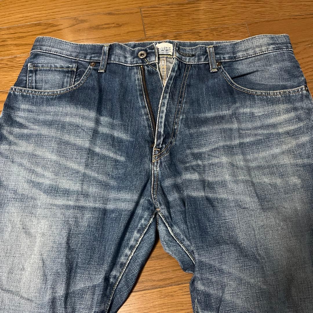 A Bathing Ape Flared Logo Denim Pants Jeans Blue Size L Waist 92cm thumbnail 2