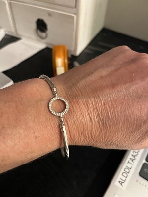 Unikat 925 Sterling Silber und Diamant Armreif Armband