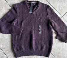 Nautica Men  s Purple Knit V-Neck Pullover Sweater Logo XL