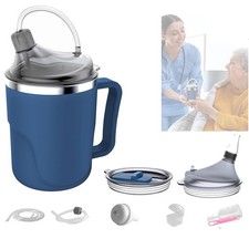 13.5oz Spill Proof Cups for Elderly, 3 in 1 Stainless Steel Sippy Cup with St...