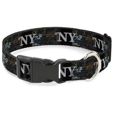 Plastic Clip Collar New York Subway NARROW-Small 7-8.5"