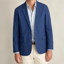 J.Crew Ludlow Suit Jacket 42R Blue Slim Fit Somelos Linen Sport Coat Blazer Prep