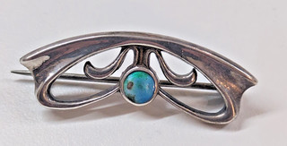 ANTIQUE CHARLES HORNER SILVER ENAMEL PIN BROOCH NOUVEAU 1910 JEWELLERY