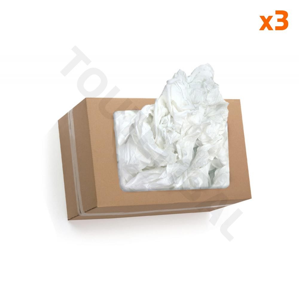 Chiffons coton blanc essuyage industriel carton 10kg par 3