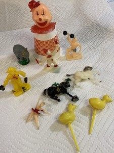 Vintage circus cake toppers - Clown, ballerina, ducks, horses, elephant