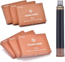 Fountain Pen Ink Cartridges Brown Color, Set of 30 Refill Ink Cartridges, 3.4 Mm